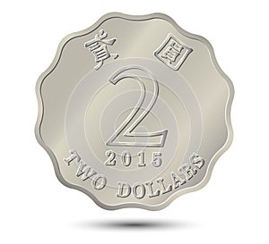 Reverse of Hong Kong coins 2 dollars.