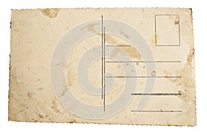 Reverse side of ancient blank postcard