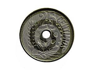 Reverse of Spain coin 25 centimos 1934. photo