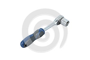 A reversible ratchet with a blue handle