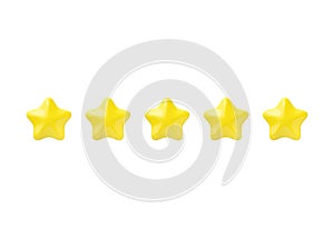 Review 3d render icon - five star customer positive rate, award experience service cartoon illustration