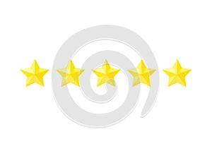Review 3d render icon - five star customer positive rate, award experience service cartoon illustration