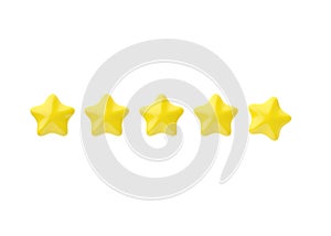 Review 3d render icon - five star customer positive rate, award experience service cartoon illustration