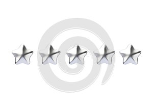 Review 3d render icon - five star customer positive rate, award experience service illustration