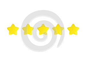 Review 3d render icon - five star customer positive vote, award media service cartoon illustration