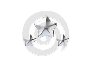 Review 3d render icon - silver star customer positive rate, award experience service cartoon illustration