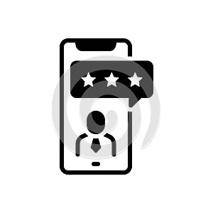 Black solid icon for Review, feedback and rating