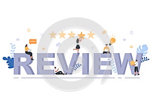 Review Vector Illustration Customer Giving Star with Good or Bad Rate From Feedback, Testimonial, Notification and User Experience