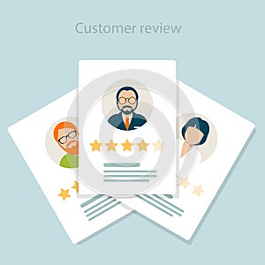 Reviewer opinion - customer review of service, rating concept