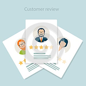 Reviewer opinion - customer review of service, rating concept photo