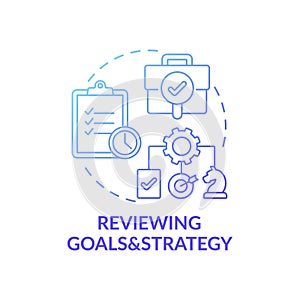 Reviewing goals and strategy concept icon