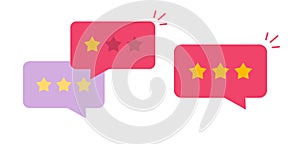 Reviews comments icon vector simple graphic, feedback testimonial chat loyalty bubbles red blue illustration, rating survey rank