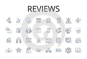 Reviews line icons collection. Feedback, Opinions, Assessments, Evaluations, Critiques, Thoughts, Ratings vector and