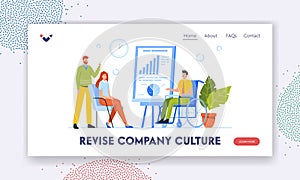 Revise Company Culture Landing Page Template. Conference Room Meeting or Seminar with Disabled Business Character