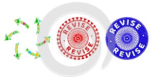 Revise Grunge Seals and Centrifugal Arrows Mosaic of New Year Symbols