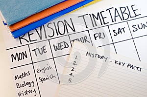 Revision or study timetable concept