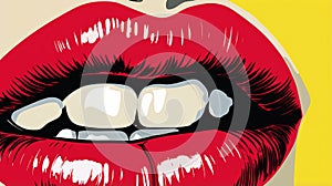 Revivalist Pop Art: Bold And Shiny Lips Illustration