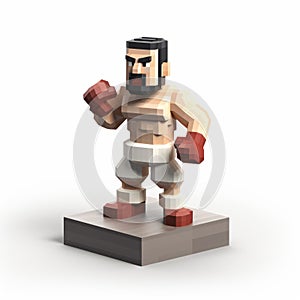 Revived Historic Art: 3d Voxel Boxer In Cartoony Style