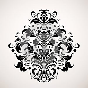 Revived Historic Art: Black Floral Ornament On Light Background