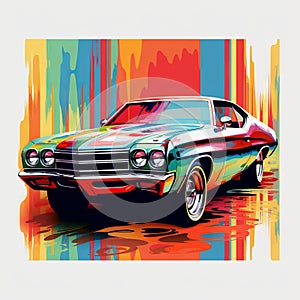 Reviving the Nostalgic Vibe of a Classic Muscle Car, Retro Chic Revived by Generative AI