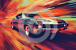 Reviving the Nostalgic Vibe of a Classic Muscle Car, Retro Chic Revived by Generative AI