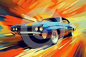 Reviving the Nostalgic Vibe of a Classic Muscle Car, Retro Chic Revived by Generative AI