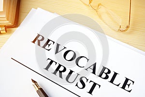 Revocable trust on a desk. photo