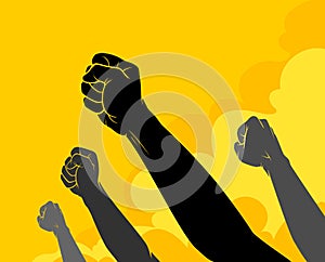 Revolting Fist Silhouette, People Resisting Policy
