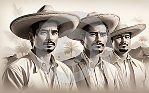 Revolucion Mexicana, Revolucion of Mexico, happy mexicans background, banner with copy space text, photo