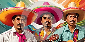 Revolucion Mexicana, Revolucion of Mexico, happy mexicans background, banner with copy space text, photo