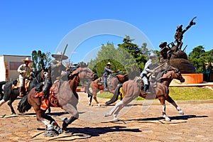 Revolution fighters statues, in zacatecas city, mexico. III