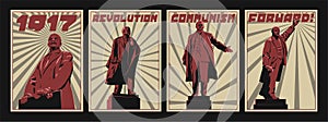 Soviet Revolution Leader Posters Set