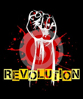 Revolution Retro Poster with Raised Fist