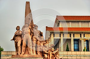 Revolutionary statues at the Mausoleum of Mao Zedong in Beijing