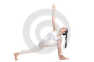 Revolved Side Angle Pose for beginning yoga student