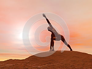 Revolved side angle pose, parivrtta parsvakonasana - 3D render