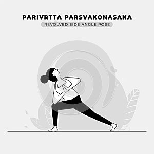 Revolved Side Angle Yoga Pose Illustration