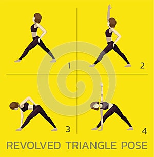 Revolved Triangle Pose Yoga Manga Tutorial How Cartoon Vector Illustration