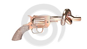 Revolver with a barrel stopping bullets. Disarm and peace concepts. photo