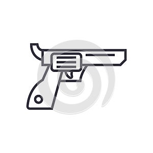 Revolver,gun,cowboy vector line icon, sign, illustration on background, editable strokes