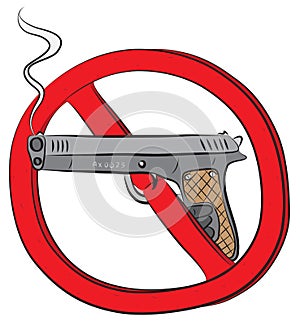 Revolver gun not allowed sign