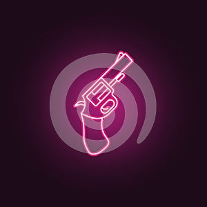 revolver icon. Elements of Crime Investigation in neon style icons. Simple icon for websites, web design, mobile app, info