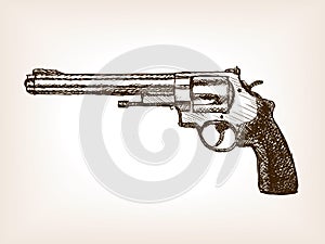 Revolver pistol sketch style vector illustration photo