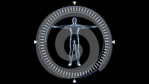 Revolving figure of man man in moving dial circle