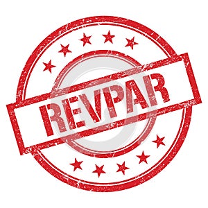 REVPAR text written on red vintage stamp