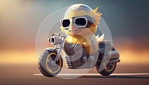 Revving up Fun: Cool Chicken in a souped-up Toy Motorcycle