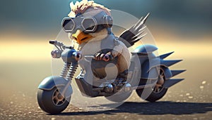 Revving up Fun: Cool Chicken in a souped-up Toy Motorcycle