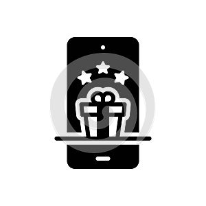 Black solid icon for Reward, prize and box