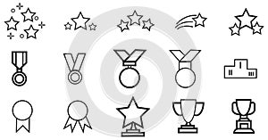 reward line icons set, Simple pictograms for mobile concept and web apps