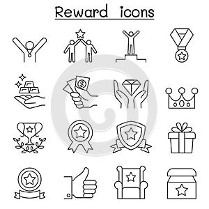 Reward & Success icon set in thin line style